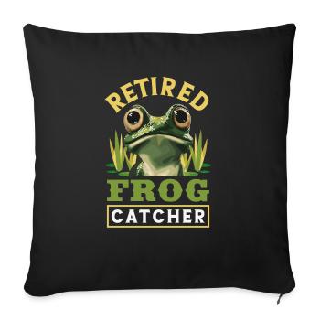 Grenouille amphibie chasseur passionné grenouille - Housse de coussin décorative 45 x 45 cm - noir - Devant