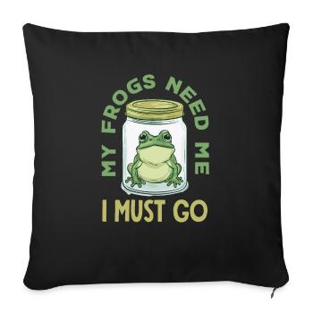 Grenouille amphibie chasseur passionné grenouille - Housse de coussin décorative 45 x 45 cm - noir - Devant
