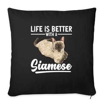 Siamese Cat Siamese Cat - Sofa pillowcase 17,3'' x 17,3'' (45 x 45 cm) - black - Front
