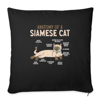 Siamese Cat Siamese Cat - Sofa pillowcase 17,3'' x 17,3'' (45 x 45 cm) - black - Front