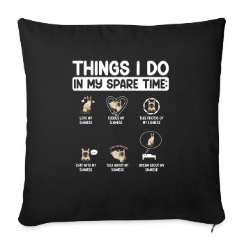Siamese Cat Siamese Cat - Sofa pillowcase 17,3'' x 17,3'' (45 x 45 cm) - black - Front