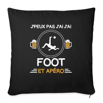 je peux pas j'ai foot apéro footballeur - Housse de coussin décorative 45 x 45 cm - noir - Devant