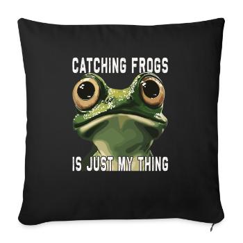 Frogs Catch Frog Hunter Frog Catcher - Sofa pillowcase 17,3'' x 17,3'' (45 x 45 cm) - black - Front