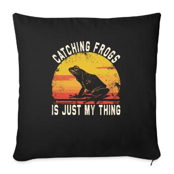 Frogs Catch Frog Hunter Frog Catcher - Sofa pillowcase 17,3'' x 17,3'' (45 x 45 cm) - black - Front