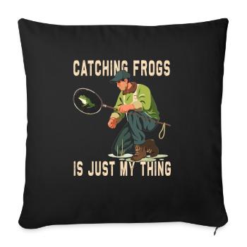 Frogs Catch Frog Hunter Frog Catcher - Sofa pillowcase 17,3'' x 17,3'' (45 x 45 cm) - black - Front