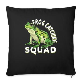 Frogs Catch Frog Hunter Frog Catcher - Sofa pillowcase 17,3'' x 17,3'' (45 x 45 cm) - black - Front
