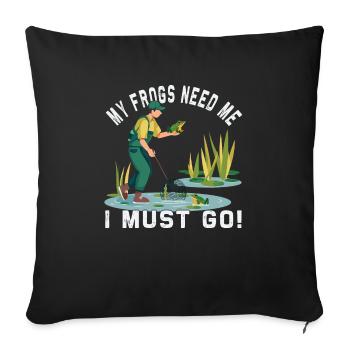 Frogs Catch Frog Hunter Frog Catcher - Sofa pillowcase 17,3'' x 17,3'' (45 x 45 cm) - black - Front