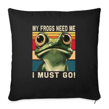 Frogs Catch Frog Hunter Frog Catcher - Sofa pillowcase 17,3'' x 17,3'' (45 x 45 cm) - black - Front