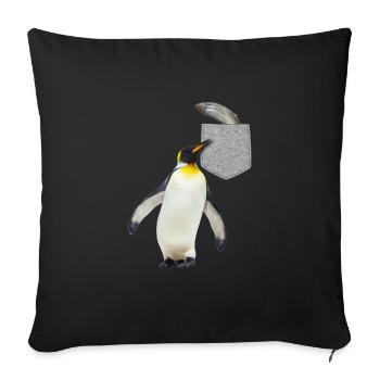 Pinguin, der nach Fisch in Ihrer falschen Tasche greift Spaß - Sofakissenbezug 45 x 45 cm - Schwarz - Vorne