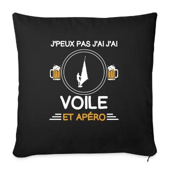 je peux pas j'ai voile apéro planchiste - Housse de coussin décorative 45 x 45 cm - noir - Devant