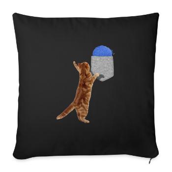 Katze, die nach Wollball in Ihrer falschen Tasche greift Spaß - Sofakissenbezug 45 x 45 cm - Schwarz - Vorne
