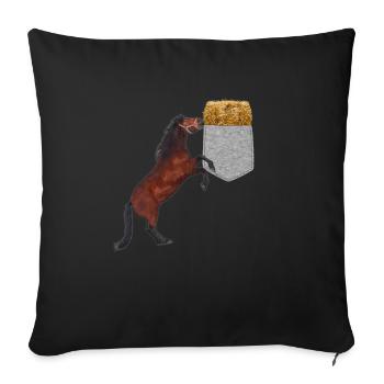 Pferd, das Nach Heu In Ihrer Falschen Tasche Greift Lustig - Sofakissenbezug 45 x 45 cm - Schwarz - Vorne