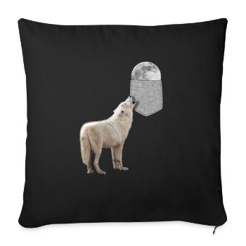 Wolf Heulen Zum Mond In Ihrer Falschen Tasche Lustig - Sofakissenbezug 45 x 45 cm - Schwarz - Vorne