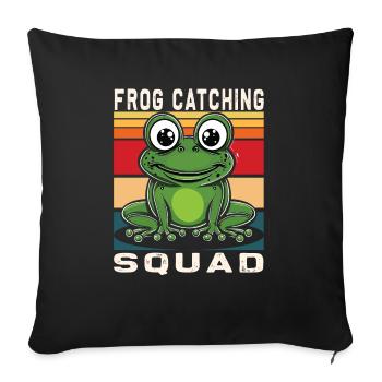 Frogs Catch Frog Hunter Frog Catcher - Sofa pillowcase 17,3'' x 17,3'' (45 x 45 cm) - black - Front