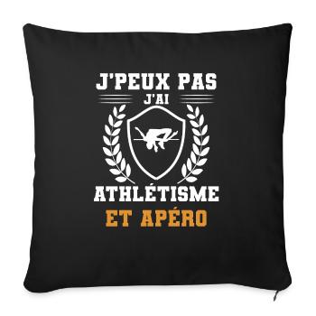 je peux pas j'ai saut en hauteur et apéro humour - Housse de coussin décorative 45 x 45 cm - noir - Devant