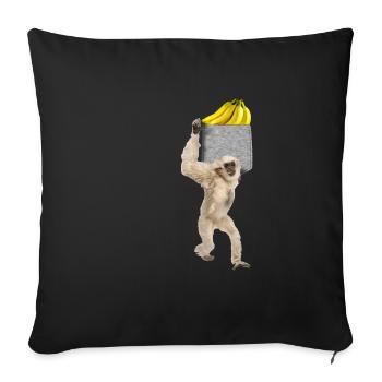 Singe Gibbon Atteignant Une Banane Dans Une Fausse Poche - Housse de coussin décorative 45 x 45 cm - noir - Devant