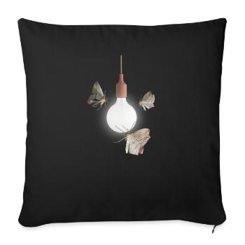 Moth Attracted To Light Bulb T-Shirt - Funny Cool - Sofa pillowcase 17,3'' x 17,3'' (45 x 45 cm) - black - Front