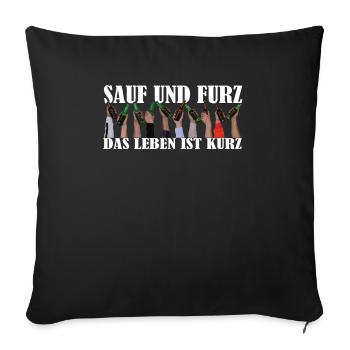 "Drink and fart, life is short" Beer - Sofa pillowcase 17,3'' x 17,3'' (45 x 45 cm) - black - Front