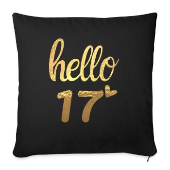 Hello 17 doré - Housse de coussin décorative 45 x 45 cm - noir - Devant