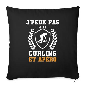 I can't I have curling and aperitif humor - Sofa pillowcase 17,3'' x 17,3'' (45 x 45 cm) - black - Front