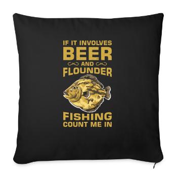 Flounder Fisherman Saying - Sofa pillowcase 17,3'' x 17,3'' (45 x 45 cm) - black - Front