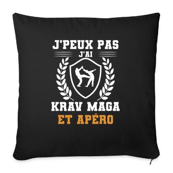 I can't I have Krav Maga and humorous aperitif - Sofa pillowcase 17,3'' x 17,3'' (45 x 45 cm) - black - Front