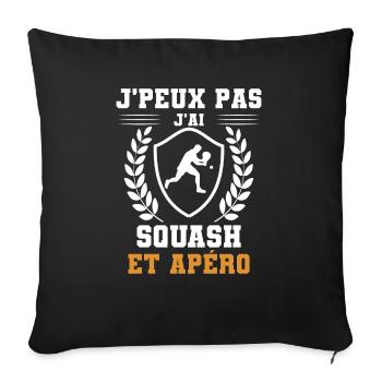 je peux pas j'ai squash et apéro humour - Housse de coussin décorative 45 x 45 cm - noir - Devant