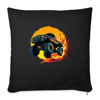 Monster Truck mit Flammen - Sofakissenbezug 45 x 45 cm - Schwarz - Vorne