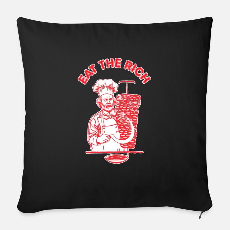 « Eat The Rich » Kebab x Karl Marx Communisme Liens - Housse de coussin décorative 45 x 45 cm - noir