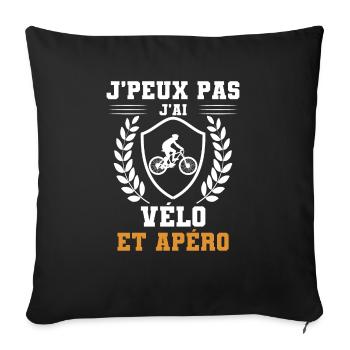 I can't I have bike and aperitif humor - Sofa pillowcase 17,3'' x 17,3'' (45 x 45 cm) - black - Front