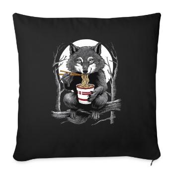 Wolf - Sofakissenbezug 45 x 45 cm - Schwarz - Vorne