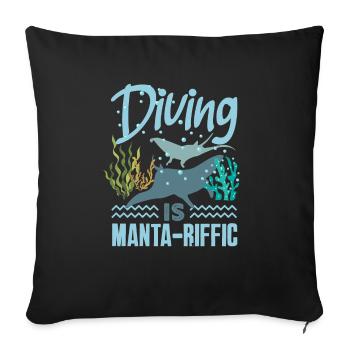 Ocean Animal Diving Stingray Mantarochen - Sofakissenbezug 45 x 45 cm - Schwarz - Vorne