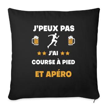 Ich kann nicht Ich habe ein Aperitif-Geschenk gelaufen - Sofakissenbezug 45 x 45 cm - Schwarz - Vorne