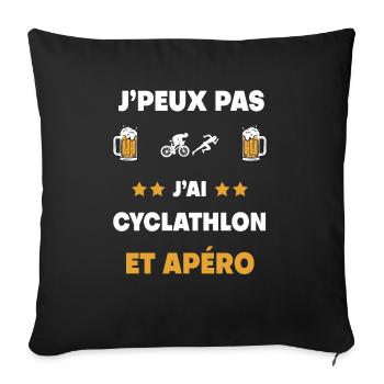 je peux pas j'ai cyclathlon apéro cadeau - Housse de coussin décorative 45 x 45 cm - noir - Devant
