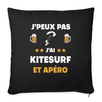 I can't I have Kitesurfing aperitif gift - Sofa pillowcase 17,3'' x 17,3'' (45 x 45 cm) - black - Front