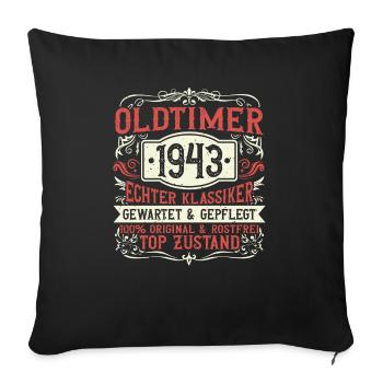 Né en 1943, né en 1943, né en 1943 - Housse de coussin décorative 45 x 45 cm - noir - Devant