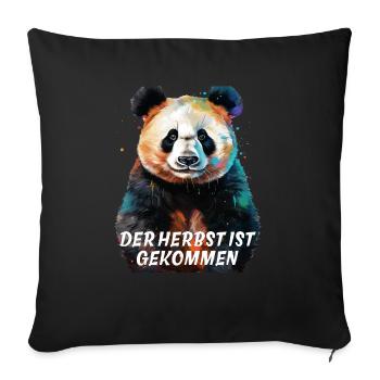 PANDA BEAR AUTUMN HAS COME - Sofa pillowcase 17,3'' x 17,3'' (45 x 45 cm) - black - Front