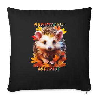HEDGEHOG AUTUMN TIME HEDGEHOG TIME - Sofa pillowcase 17,3'' x 17,3'' (45 x 45 cm) - black - Front