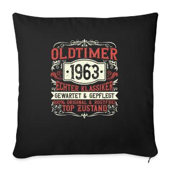 Born in 1963, born in 1963, born in 1963 - Sofa pillowcase 17,3'' x 17,3'' (45 x 45 cm) - black - Front
