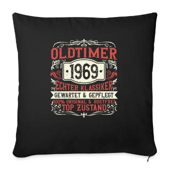 Né en 1969, né en 1969, né en 1969 - Housse de coussin décorative 45 x 45 cm - noir - Devant
