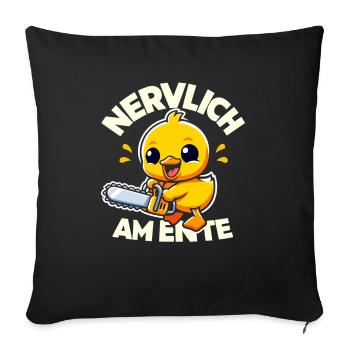 Stress Gestresst Nerven Arbeit Geschenk Spruch - Sofakissenbezug 45 x 45 cm - Schwarz - Vorne