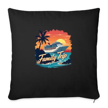 Chemise Croisière Famille Découvrez le - Housse de coussin décorative 45 x 45 cm - noir - Devant