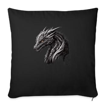 Dragon japonais traditionnel Le dragon bleu - Housse de coussin décorative 45 x 45 cm - noir - Devant