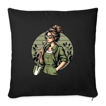 Garten Geschenk Gärtnerin Geburtstag Geschenk - Sofakissenbezug 45 x 45 cm - Schwarz - Vorne