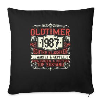 Né en 1987, né en 1987, né en 1987 - Housse de coussin décorative 45 x 45 cm - noir - Devant