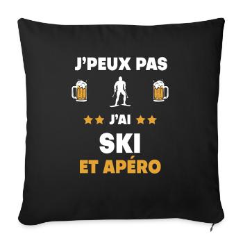 I can't I have ski aperitif gift - Sofa pillowcase 17,3'' x 17,3'' (45 x 45 cm) - black - Front