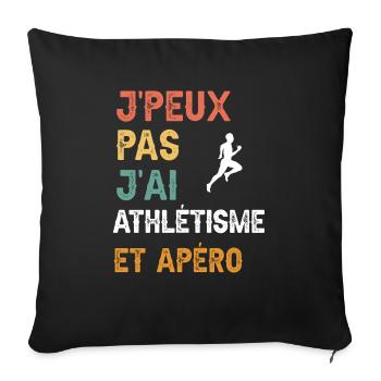 je peux pas j'ai athlétisme et apéro vintage - Housse de coussin décorative 45 x 45 cm - noir - Devant