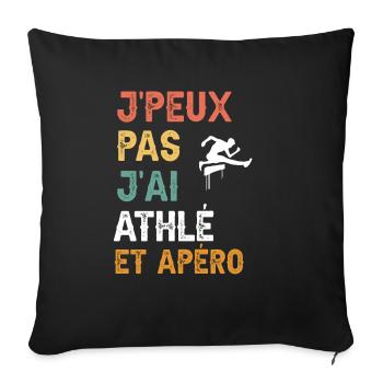 I can't I have hurdle race and vintage aperitif - Sofa pillowcase 17,3'' x 17,3'' (45 x 45 cm) - black - Front