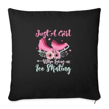 Heart on Ice: A Girl's Skating Journey - Sofa pillowcase 17,3'' x 17,3'' (45 x 45 cm) - black - Front