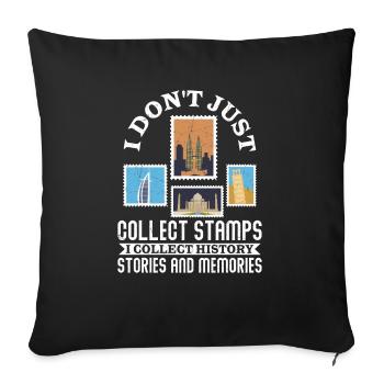 L’histoire dans mon album : L’histoire du philatélique - Housse de coussin décorative 45 x 45 cm - noir - Devant